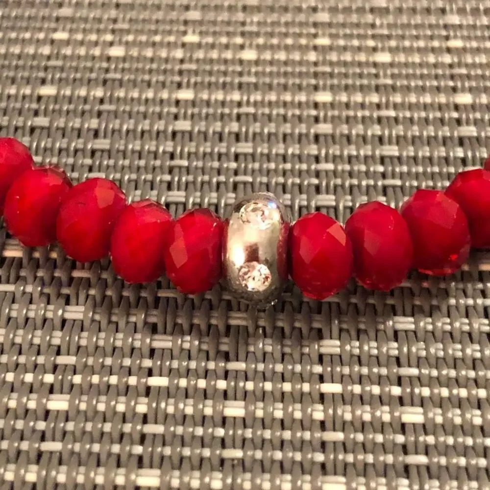 Red Swarovski & Silver Rhinestone Bracelet